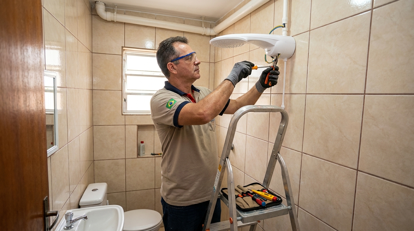 Substituição de Chuveiro Antigo em São Gonçalo‑RJ